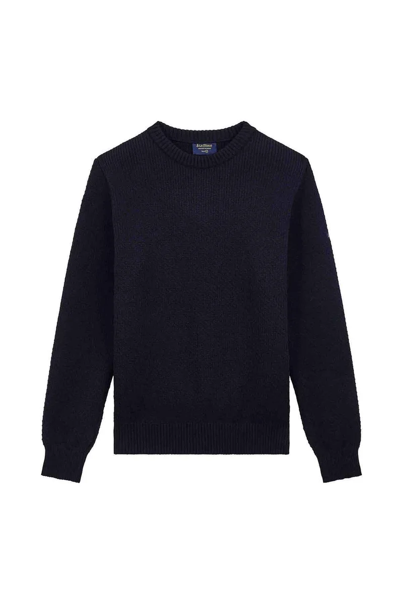 Pull col rond Norvégien bleu marine pour femme