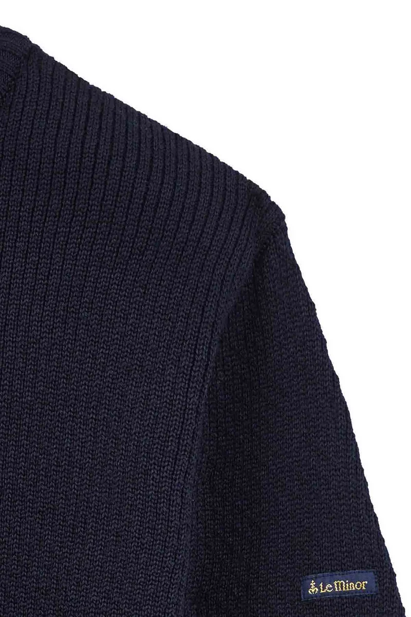 Pull col rond Norvégien bleu marine pour femme