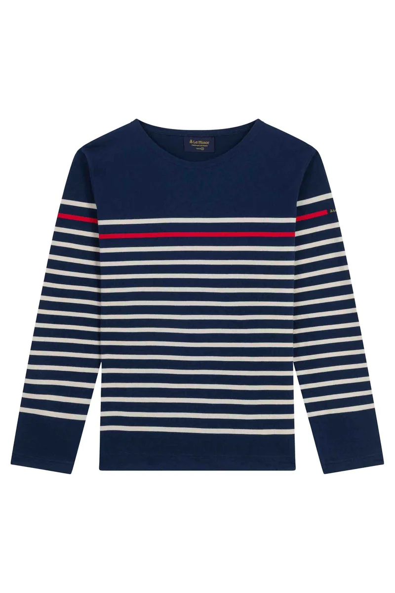 Marinière originale bleu marine avec rayure rouge pour homme