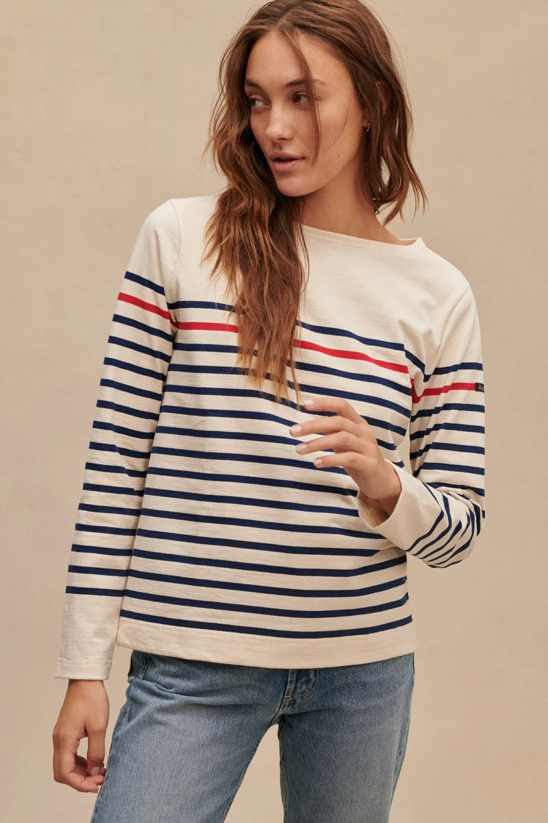 Marinière originale écru avec rayure rouge pour femme