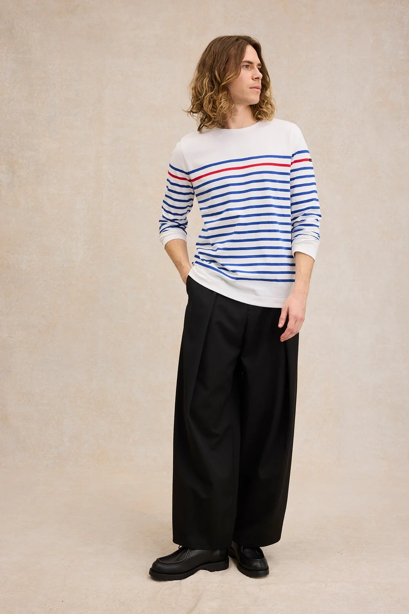 Marinière originale blanche avec rayure rouge pour homme