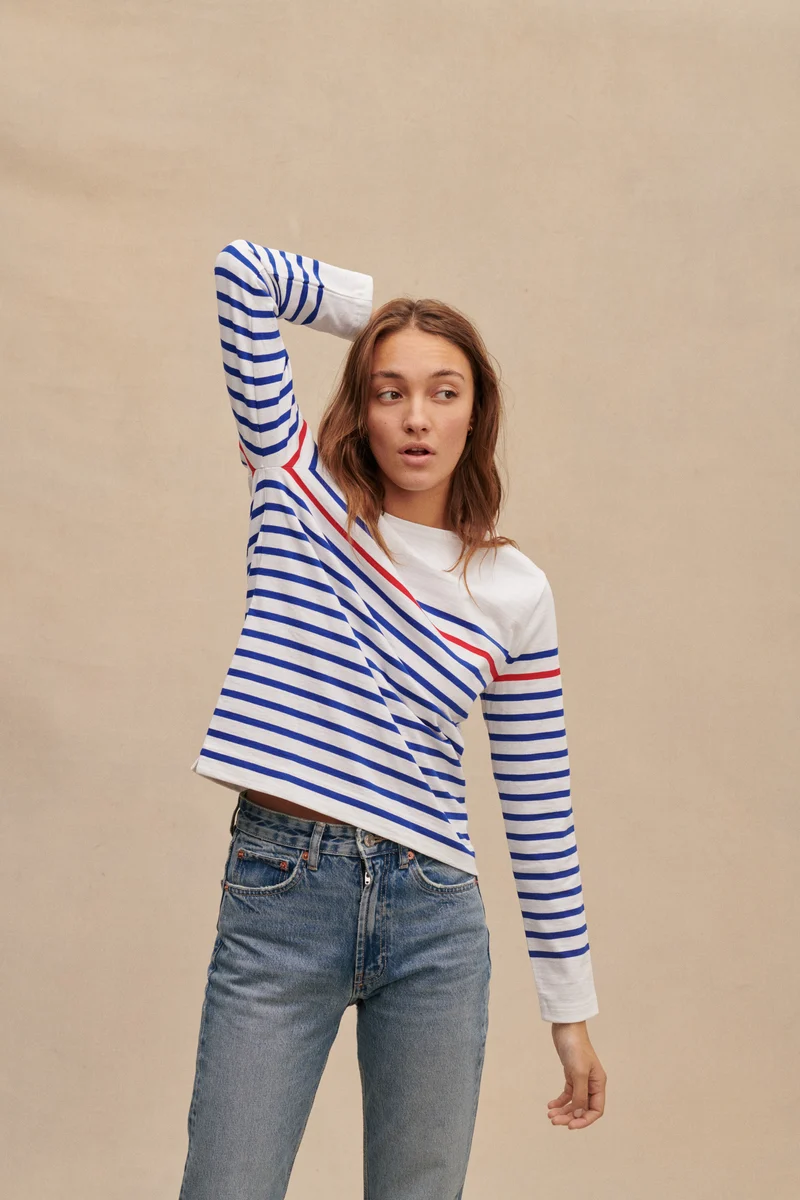 Marinière originale blanche avec rayure rouge pour femme