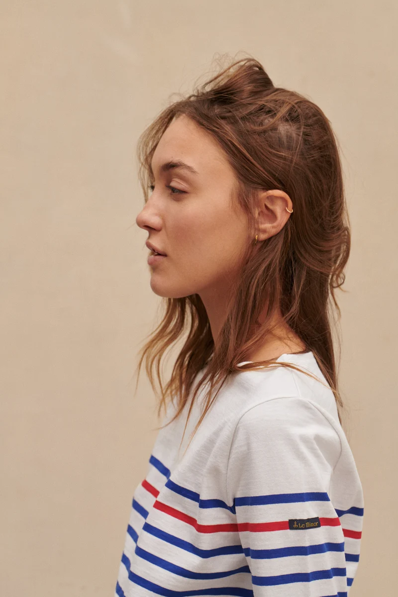 Marinière originale blanche avec rayure rouge pour femme