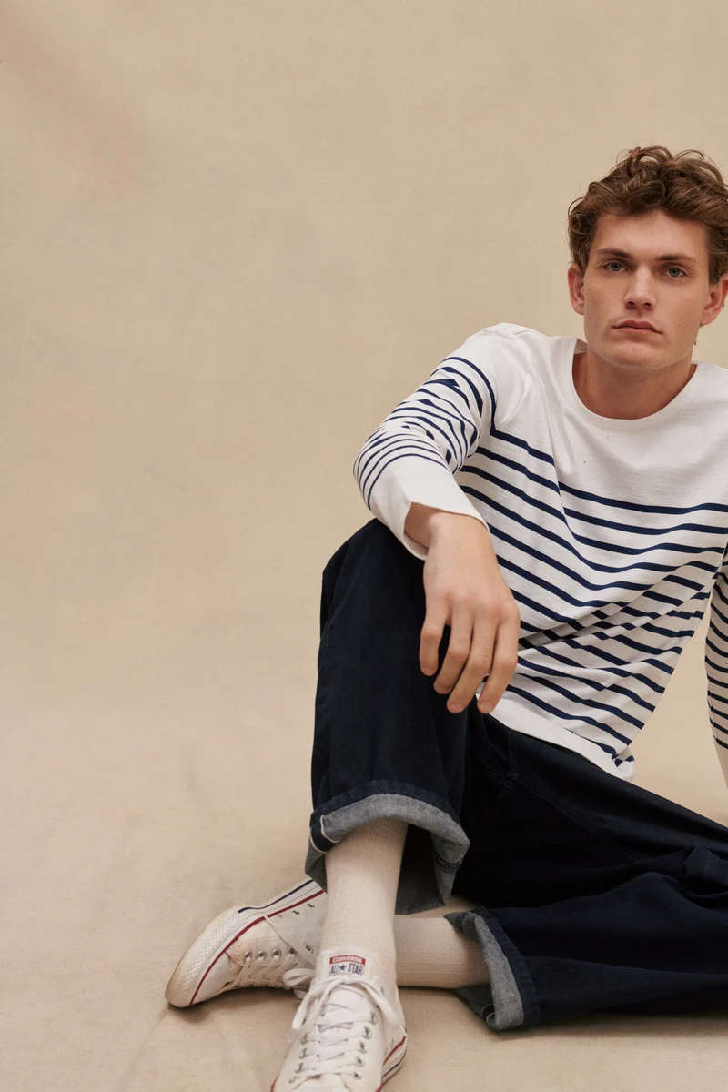 Marinière Marine Nationale blanche et marine pour homme