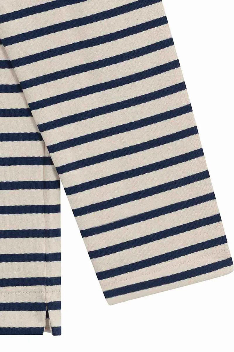 Marinière en coton épais écru et bleu marine pour homme
