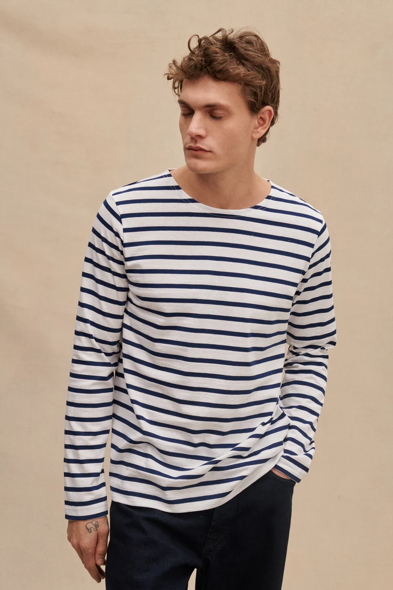Marinière classique blanche et marine pour homme