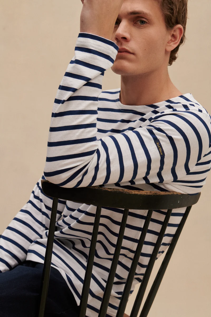 Marinière classique blanche et marine pour homme