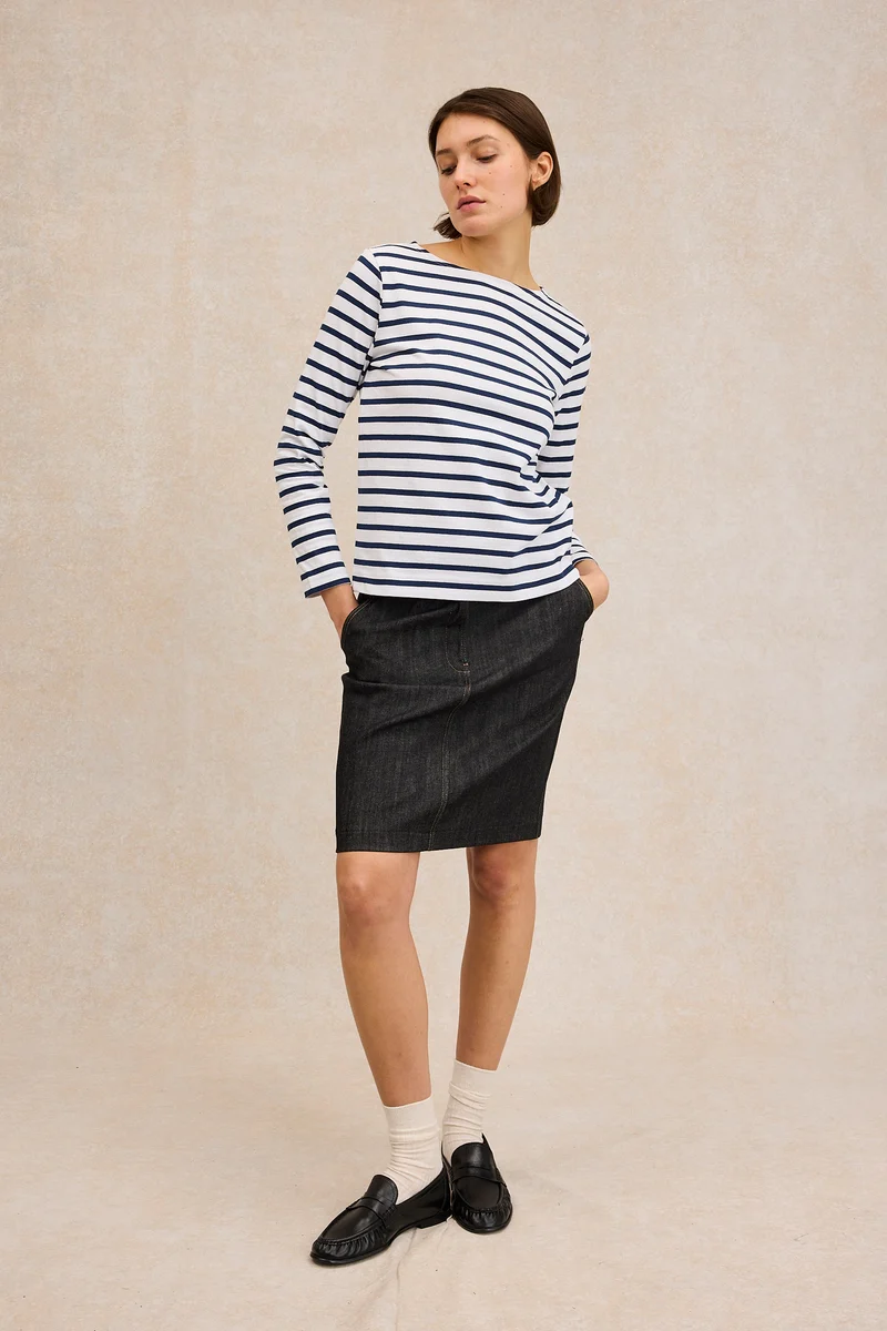 Marinière classique blanche et marine pour femme