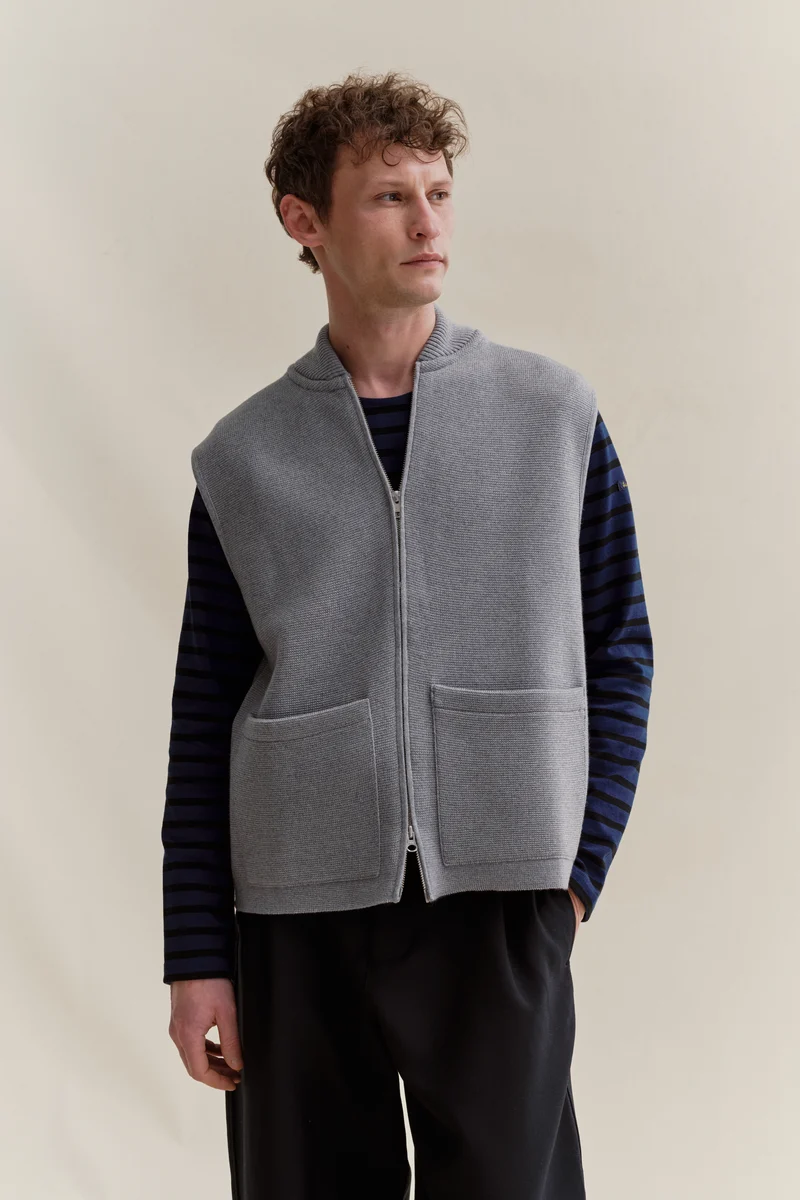 Gilet zippé gris chiné Milano pour homme