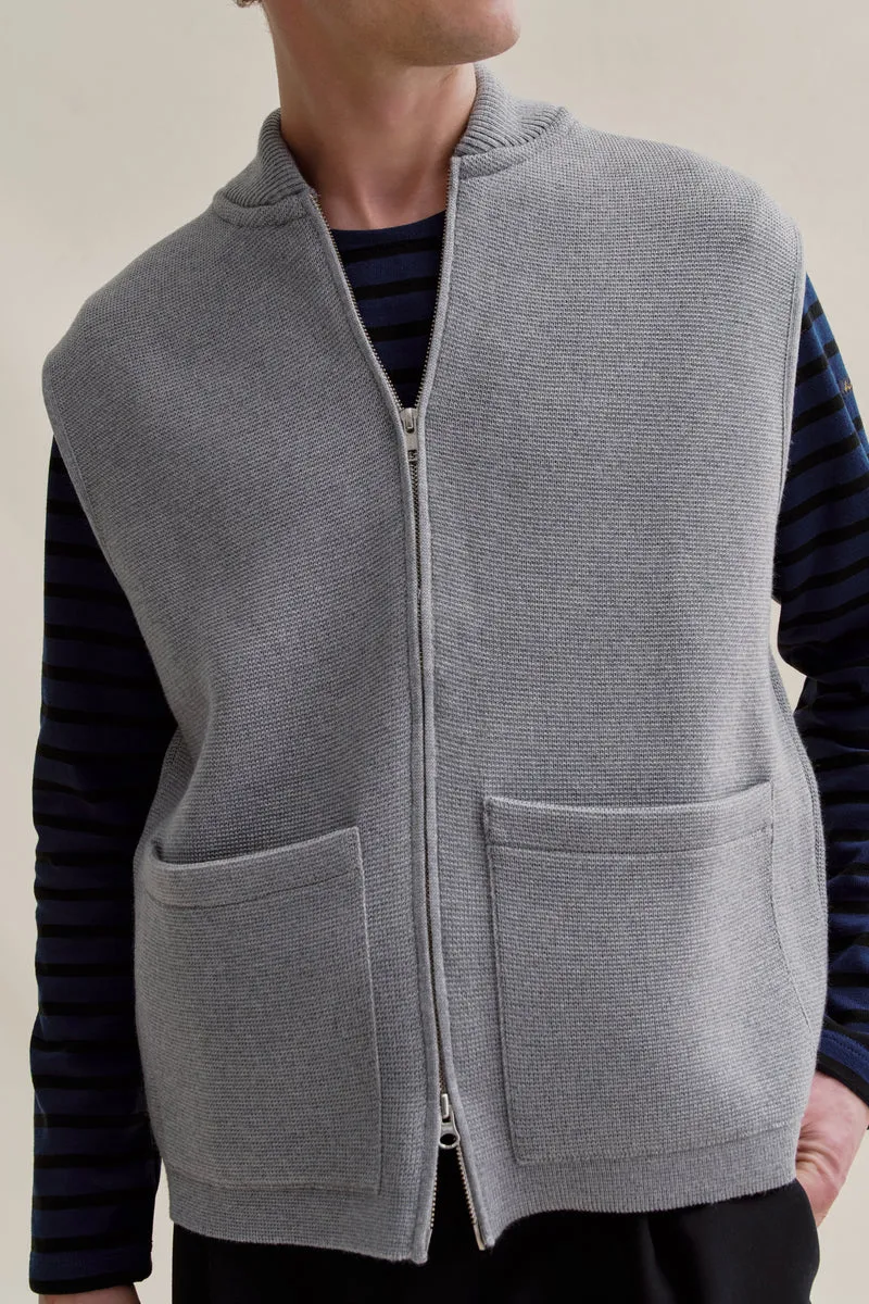 Gilet zippé gris chiné Milano pour homme