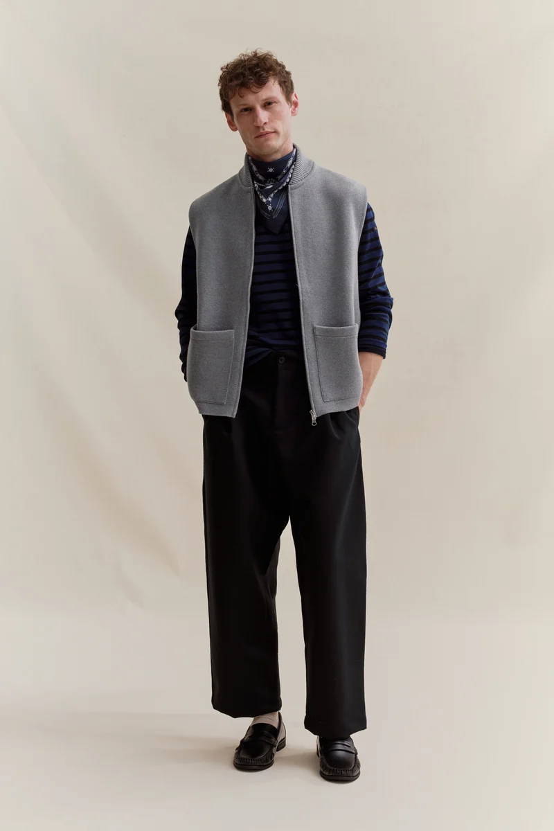 Gilet zippé gris chiné Milano pour homme