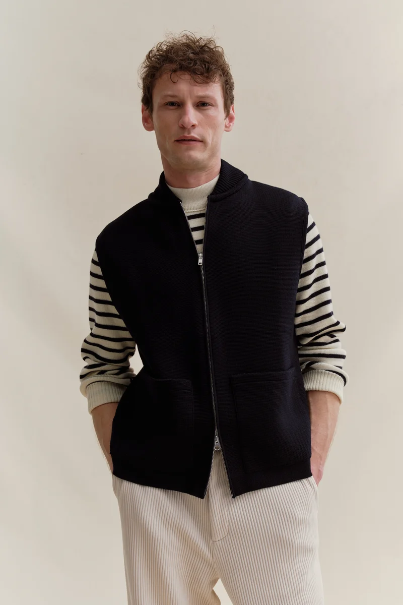 Gilet zippé marine Milano pour homme