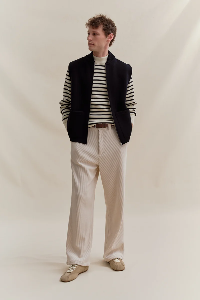 Gilet zippé marine Milano pour homme