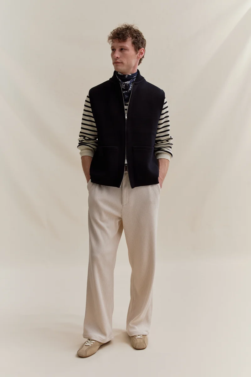 Gilet zippé marine Milano pour homme