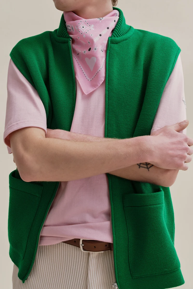Gilet zippé vert Milano pour homme