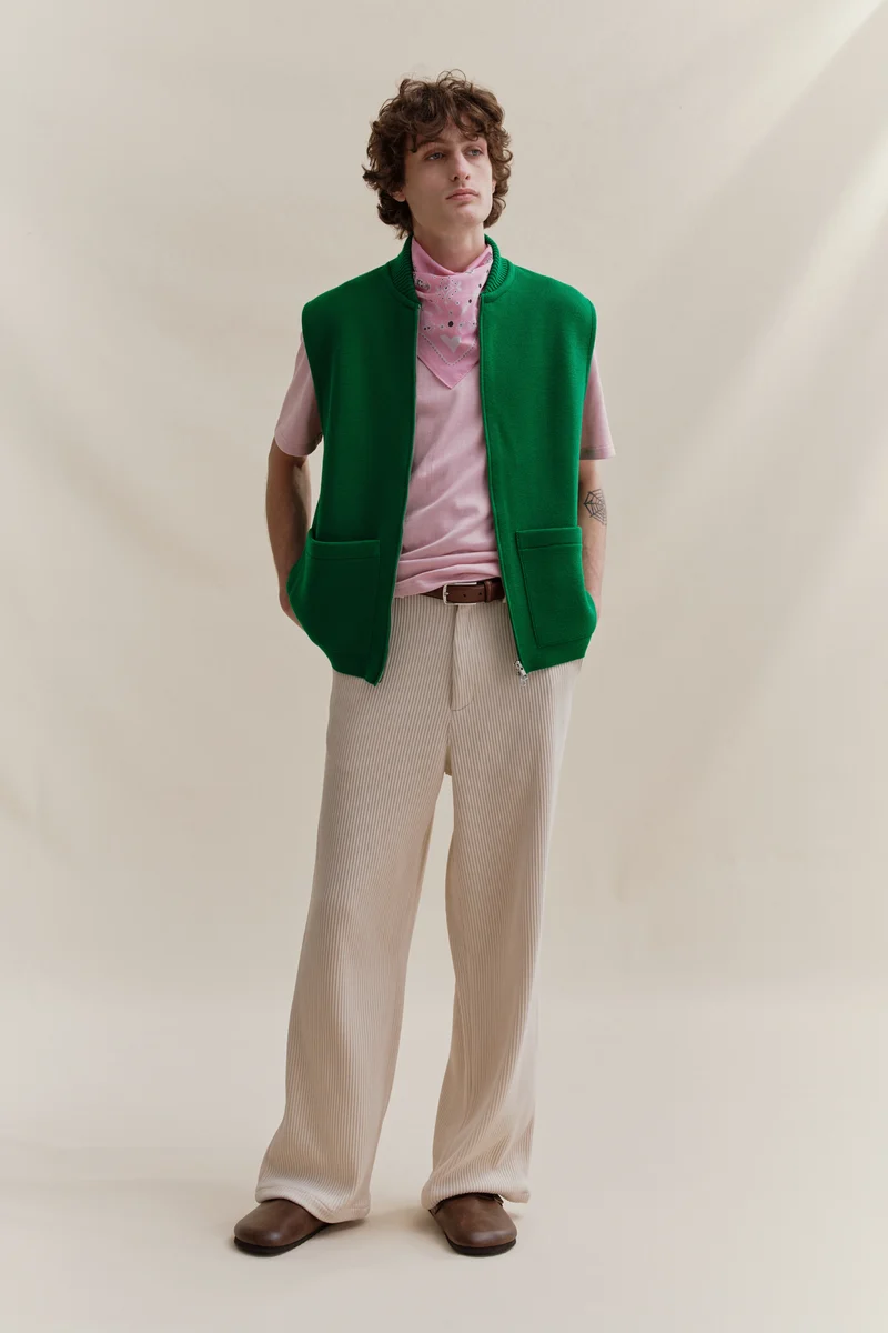 Gilet zippé vert Milano pour homme