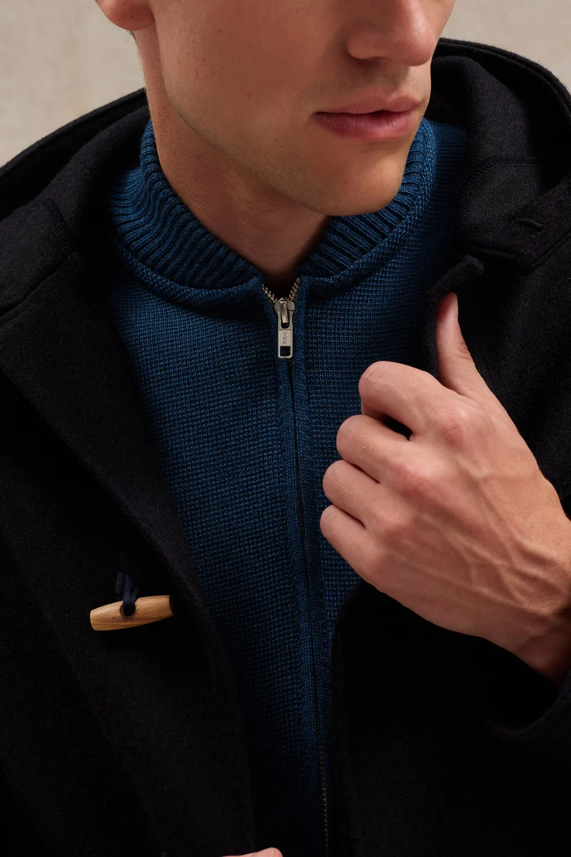 Gilet zippé bleu denim Milano pour homme
