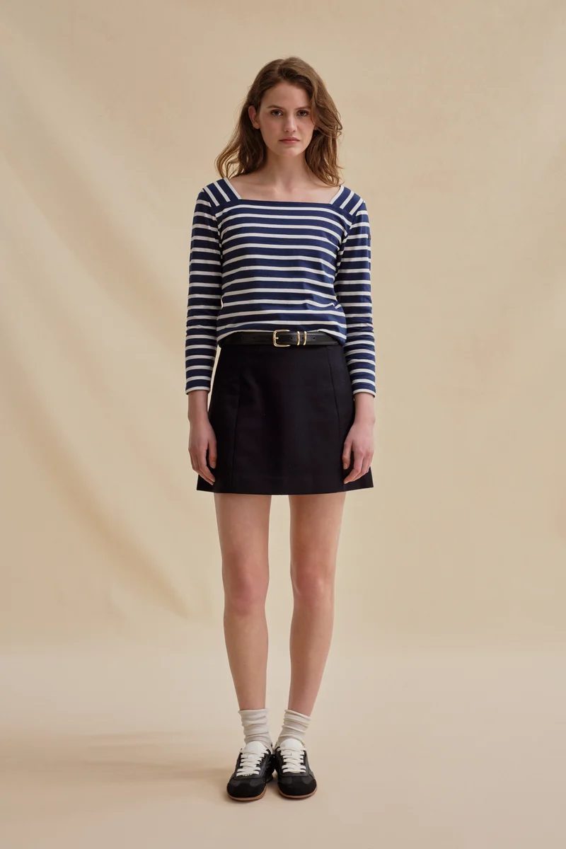 Marinière Gabrielle bleu marine et écru pour femme