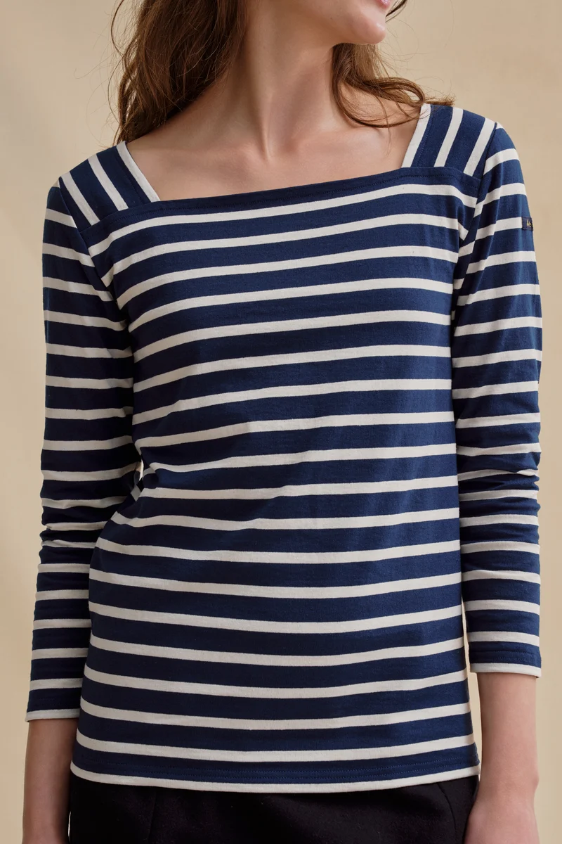 Marinière Gabrielle bleu marine et écru pour femme