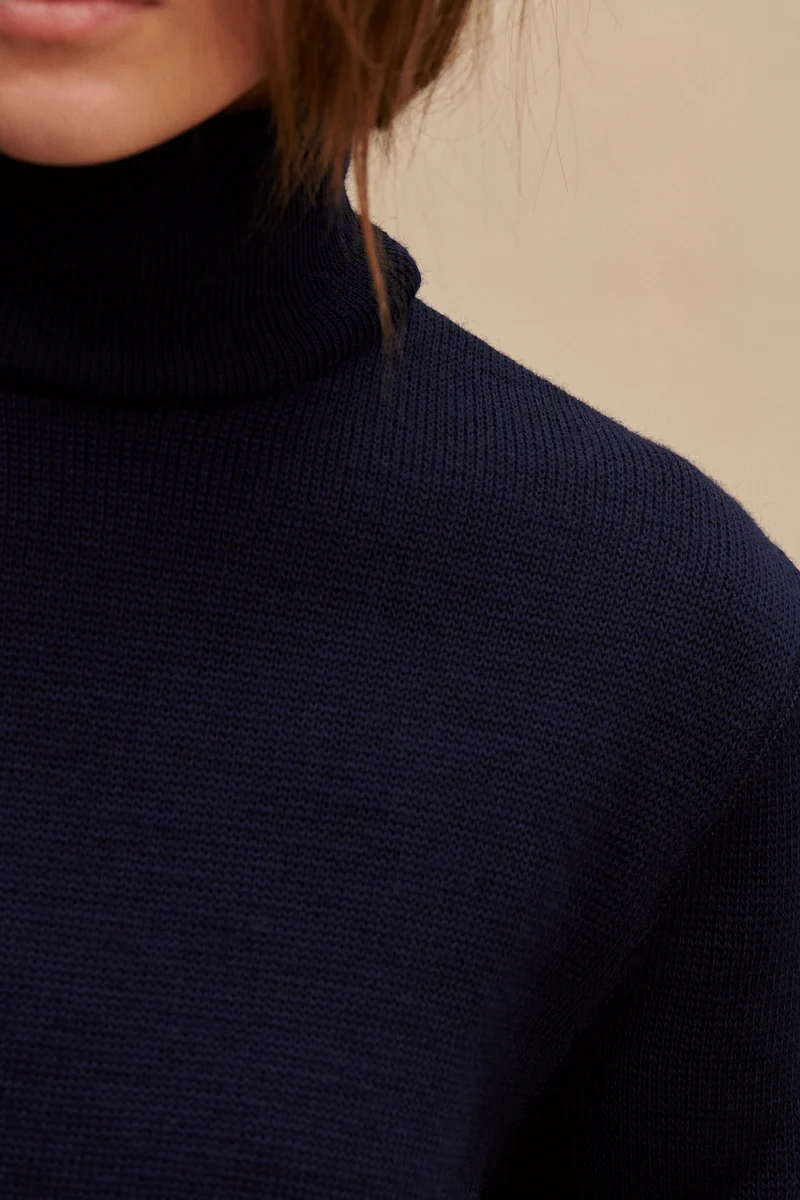 Pull sous-marinier bleu encre pour femme