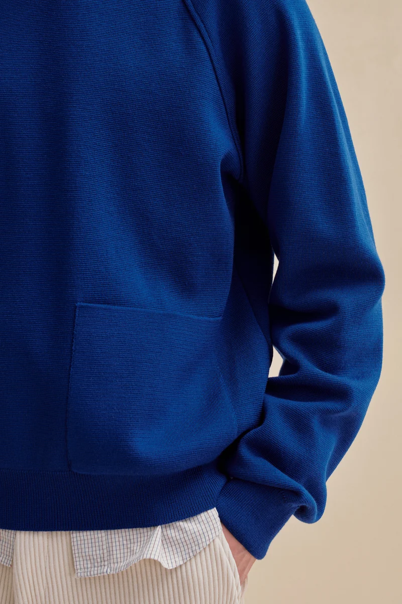 Sweatshirt bleu roi en maille milano