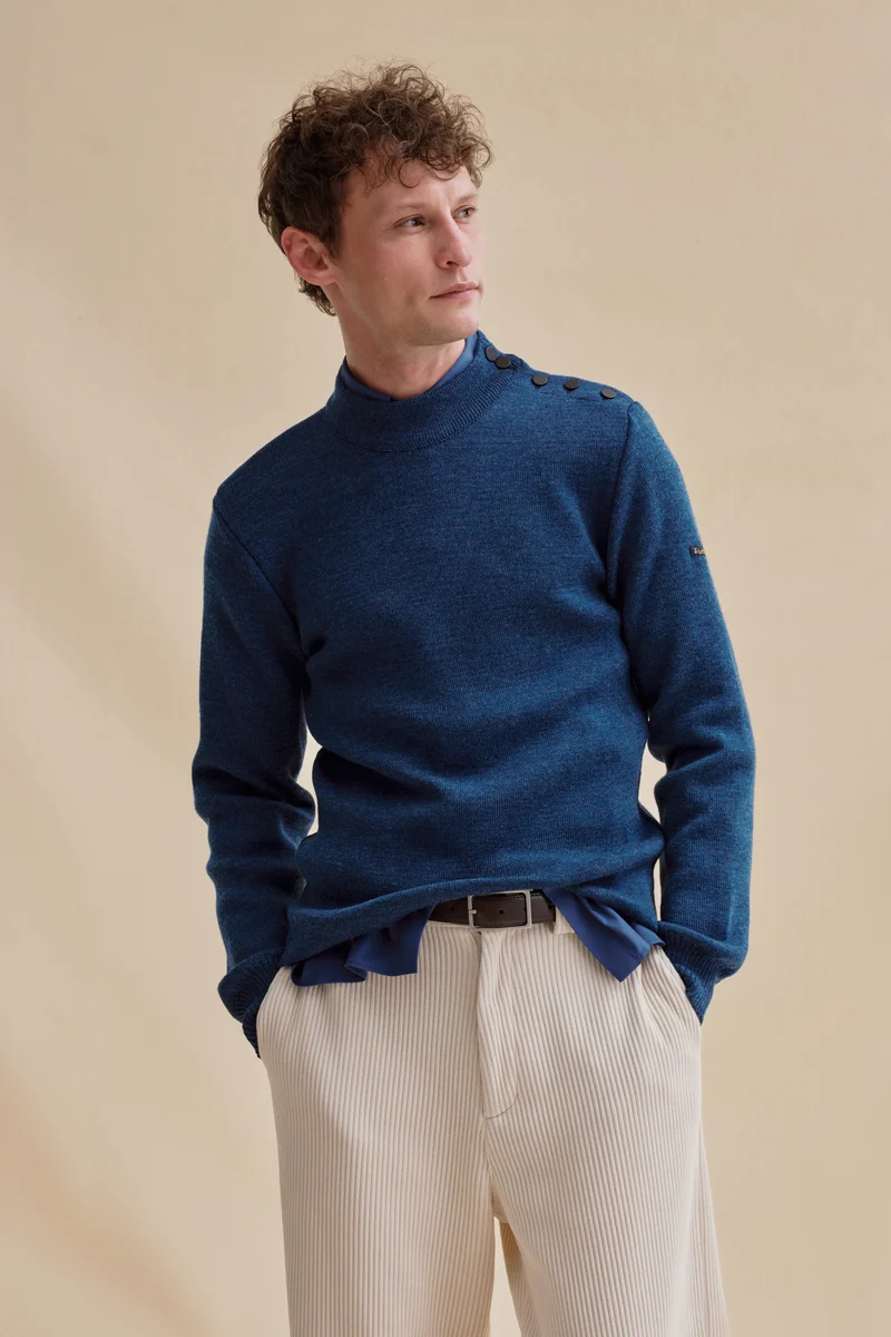 Pull marin bleu denim pour homme