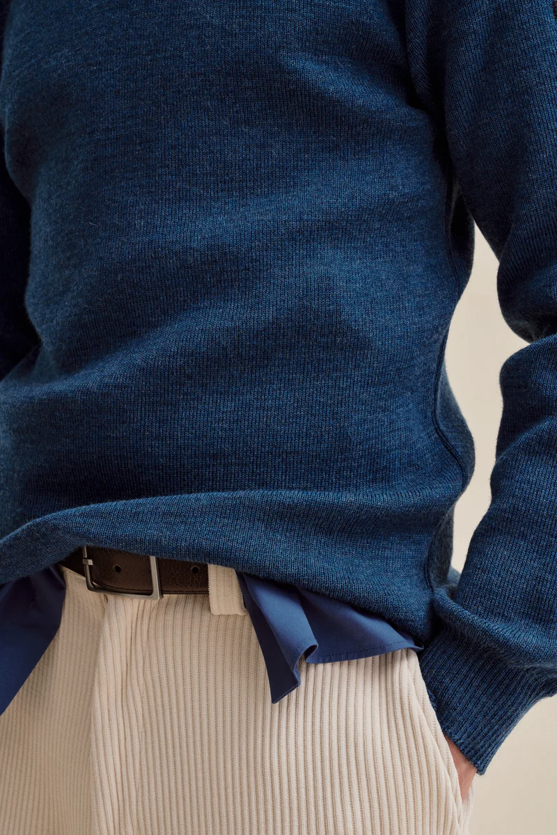 Pull marin bleu denim pour homme