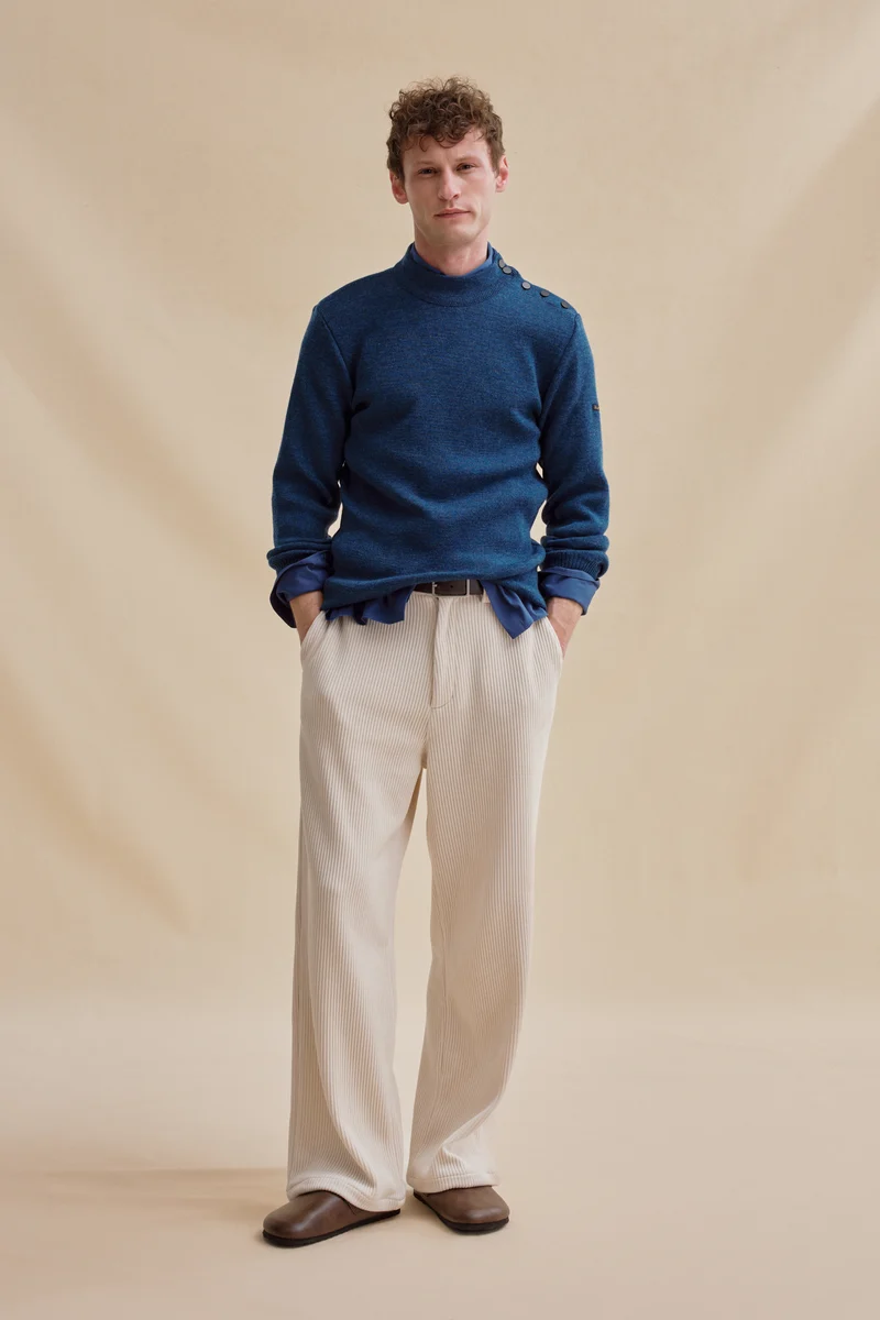 Pull marin bleu denim pour homme