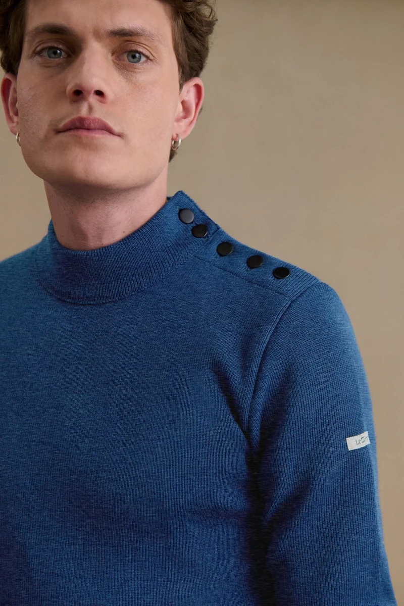 Pull marin bleu denim pour homme