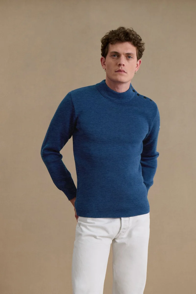 Pull marin bleu denim pour homme