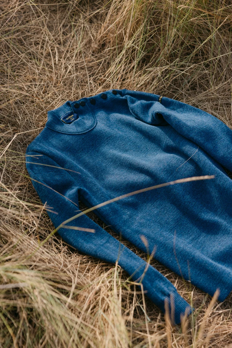 Pull marin bleu denim pour homme