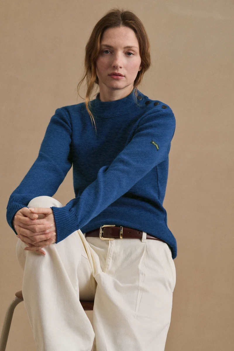 Pull marin bleu denim pour femme