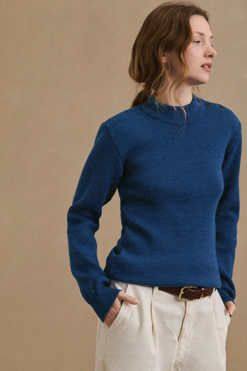 Pull marin bleu denim pour femme