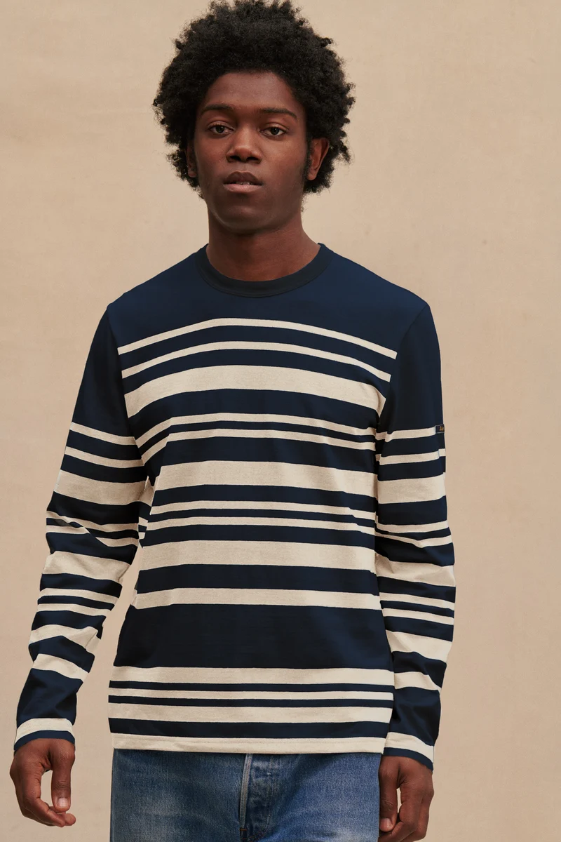 Marinière Pablo bleu marine et écru pour homme