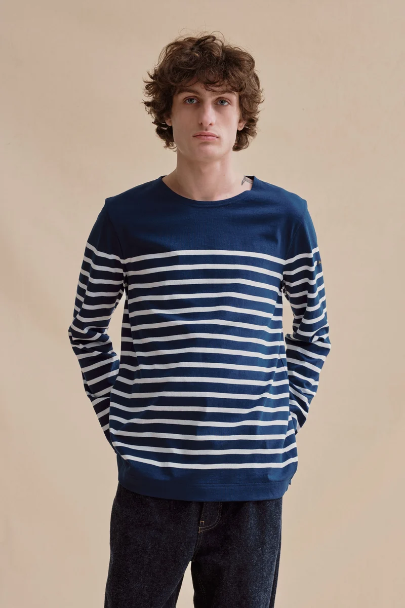 Marinière Marine Nationale marine et blanc pour homme