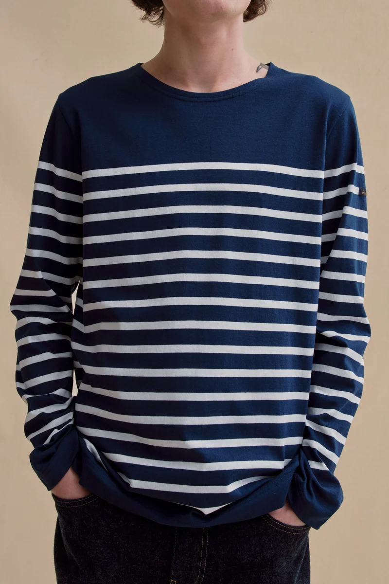 Marinière Marine Nationale marine et blanc pour homme