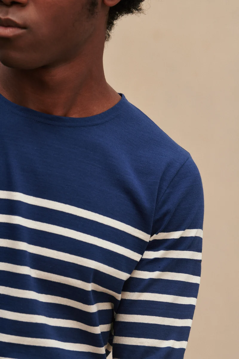 Marinière Marine Nationale marine et blanc pour homme