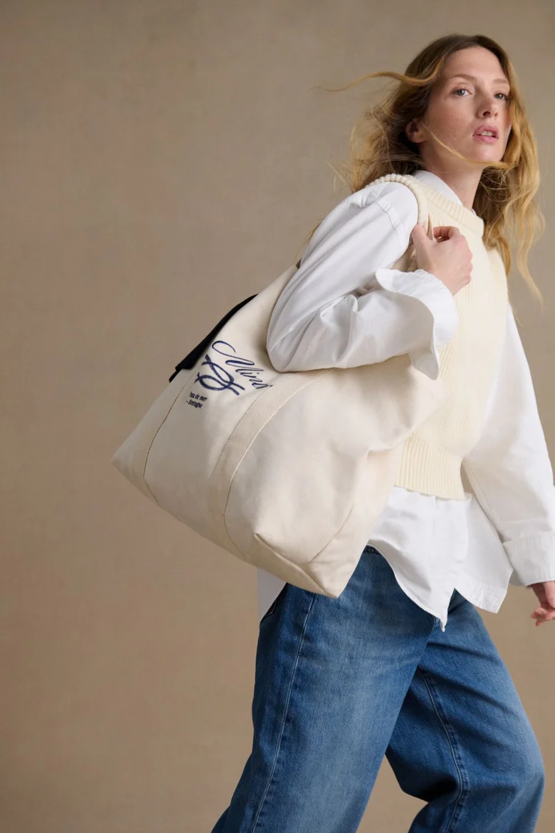 Pull sans manches écru pour femme