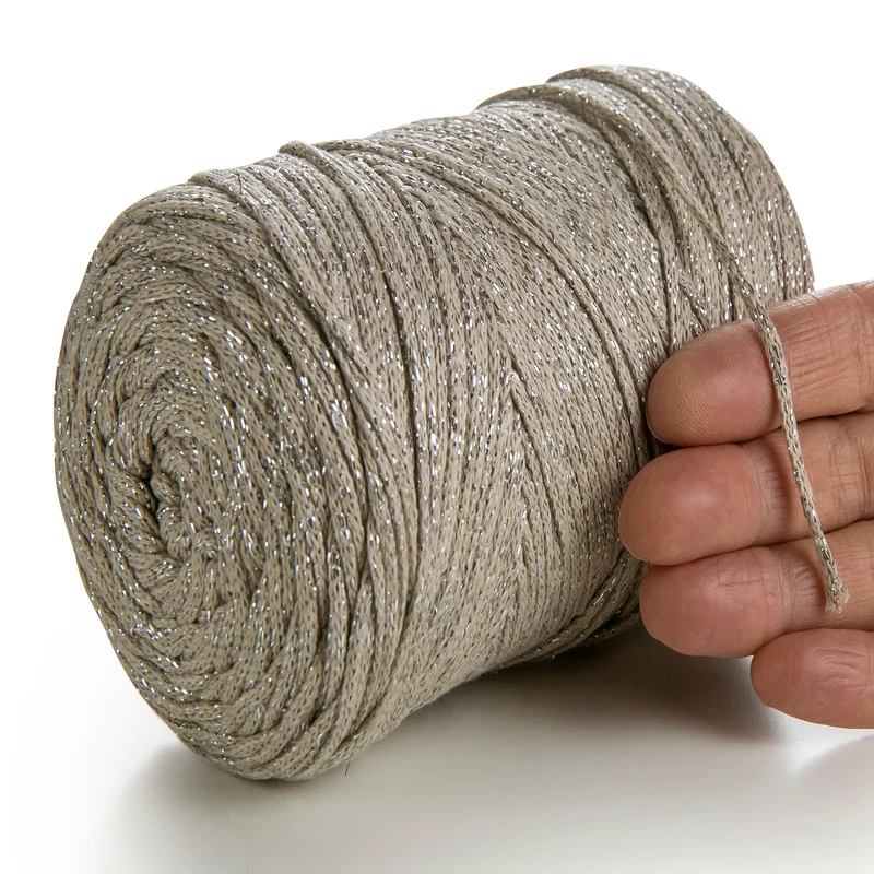 Dark Sand Macramé Cotton Lurex 2mm 225m