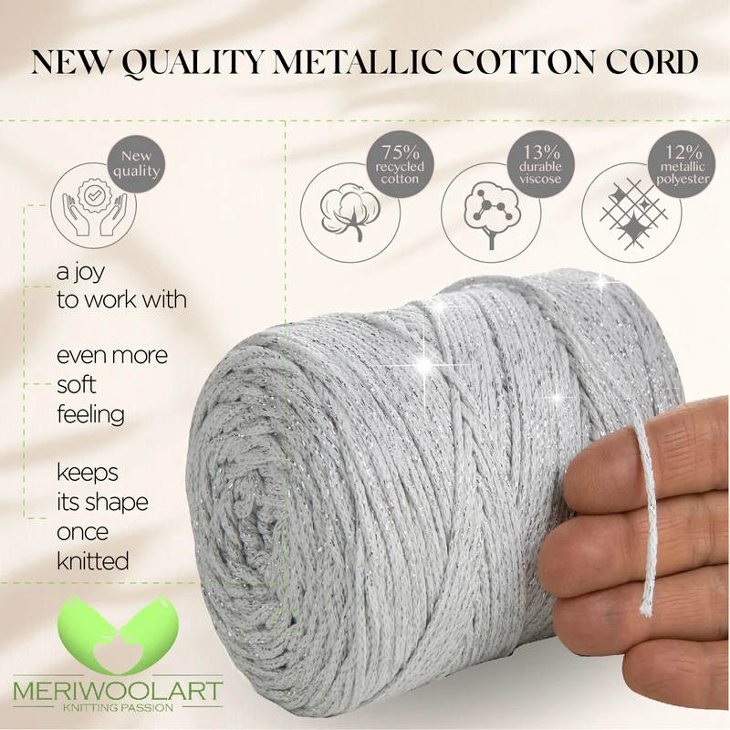 Ash Macramé Cotton Lurex 2mm 225m