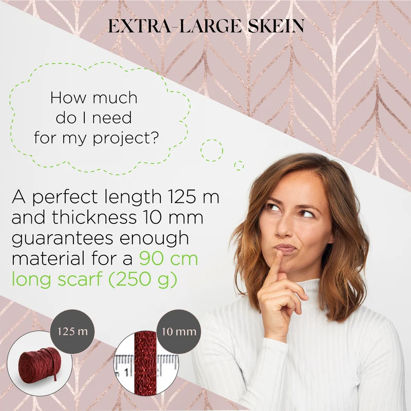 Burgundy Cotton Ribbon Lurex 10mm 125m