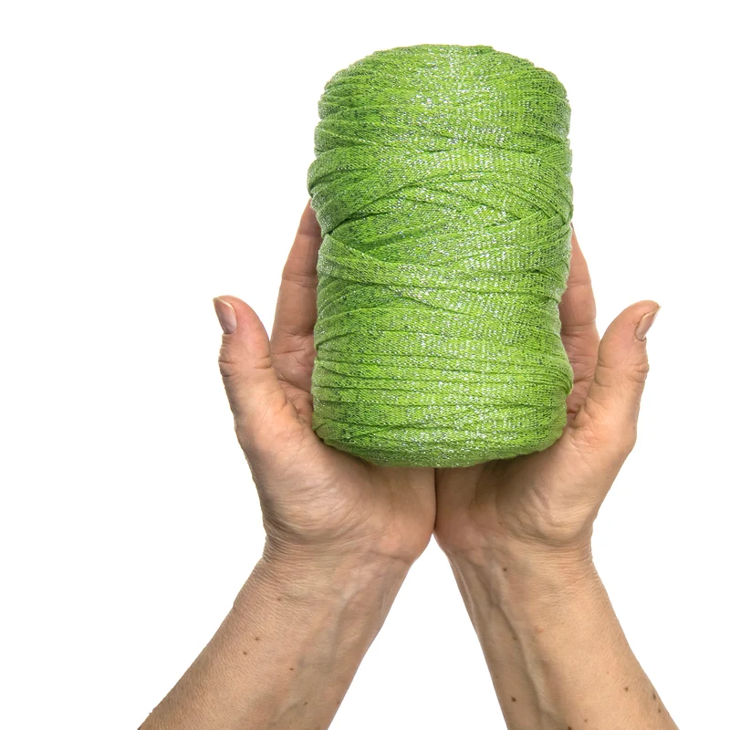 Light Green Cotton Ribbon Lurex 10mm 125m