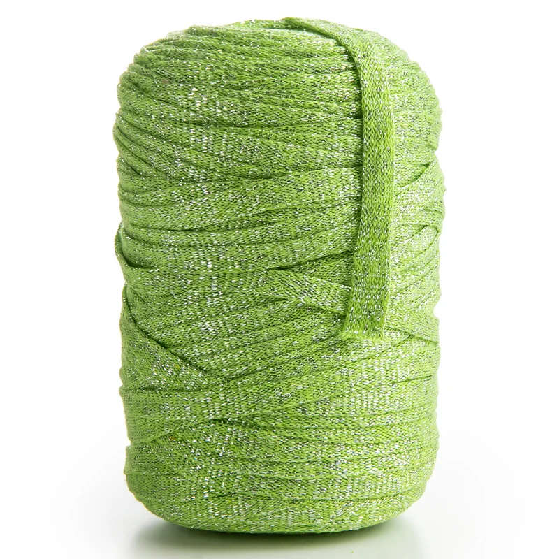Light Green Cotton Ribbon Lurex 10mm 125m