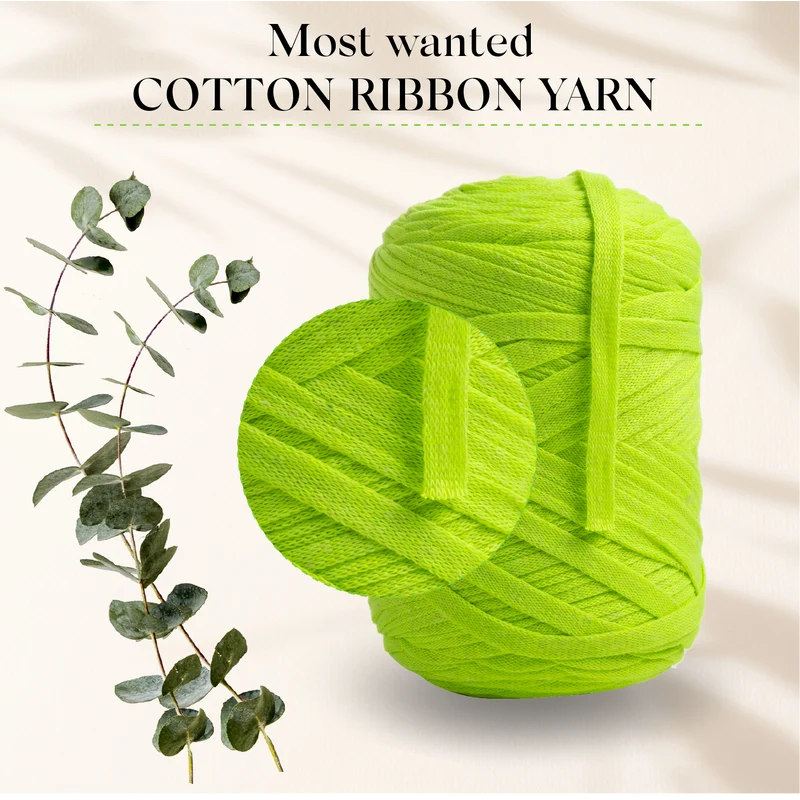Neon Yellow Cotton Ribbon 10mm 150m