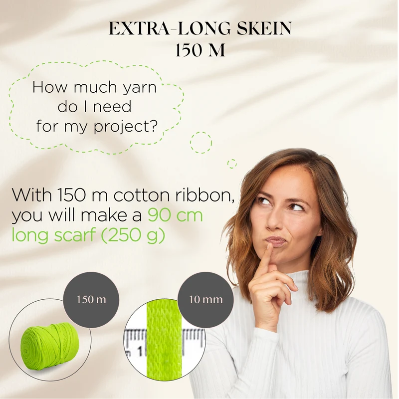 Neon Yellow Cotton Ribbon 10mm 150m