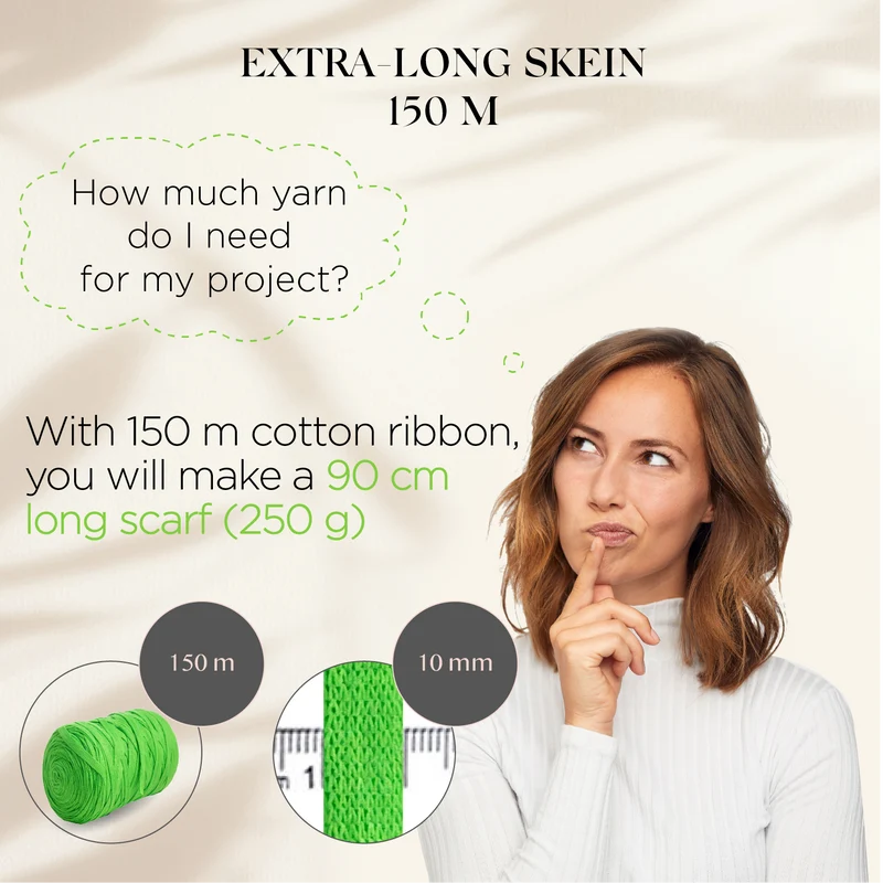 Neon Green Cotton Ribbon 10mm 150m