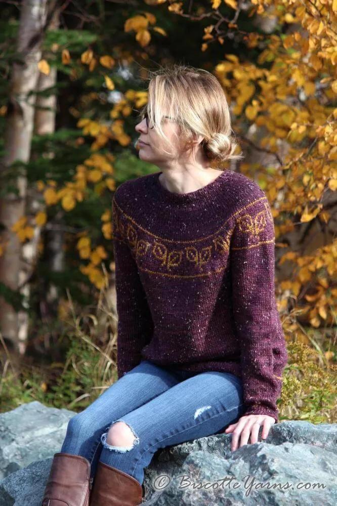 Fallen Leaves free yoke sweater pattern