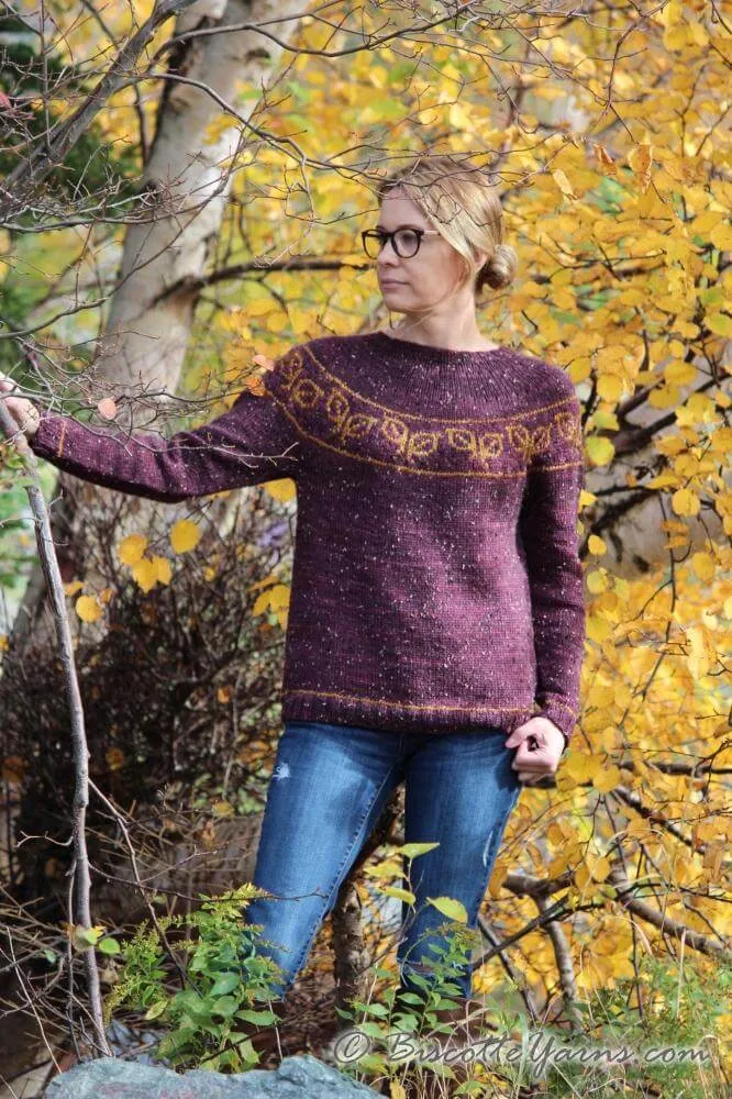 Fallen Leaves free yoke sweater pattern