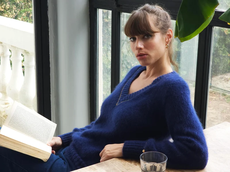 Pull Avy à tricoter en Mohair et doré.