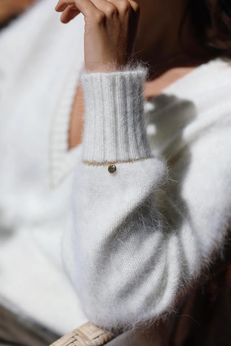 Pull Avy à tricoter en Angora et doré.